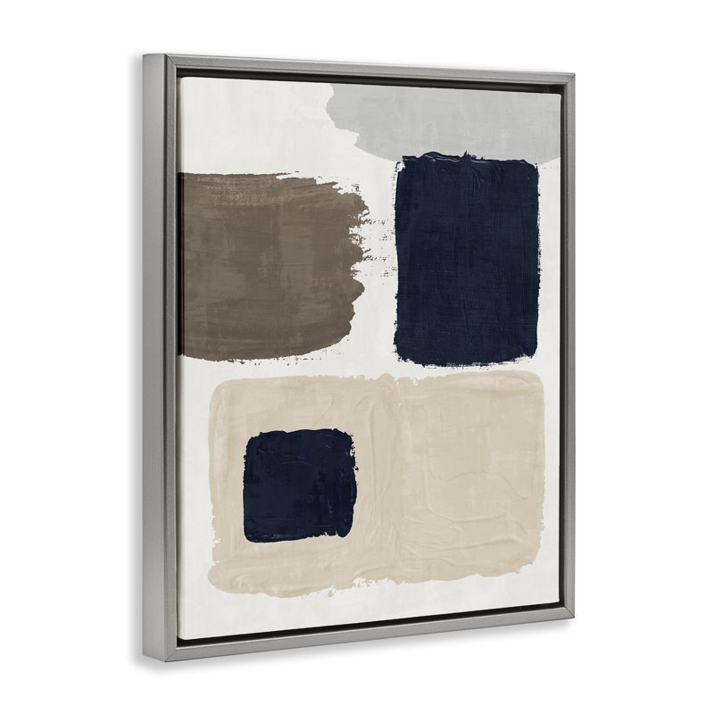 «Neutral Blocked Shapes Floater», art mural par Nina Blue, Cadre flottant gris lustré, H 31 po x l 25 po