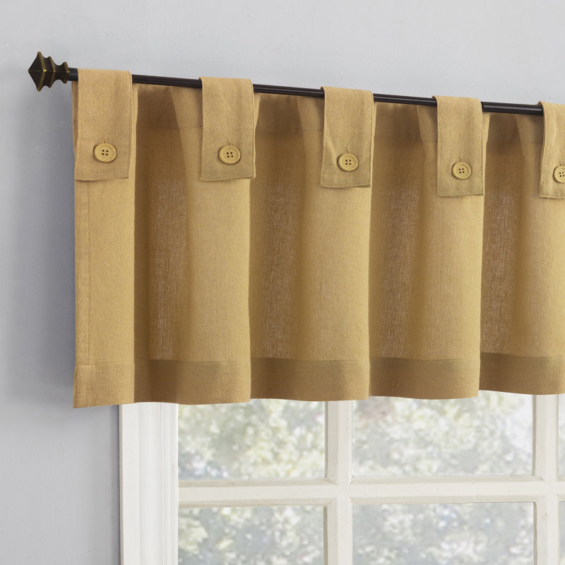 Zaybree Cotton Blend Button Tab Top Cafe Curtain, Beige