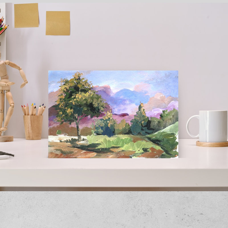«Pastel Cloudscape Tree Colorful Peaceful Serene Landscape Nature», art mural, H 12 po x l 18 po