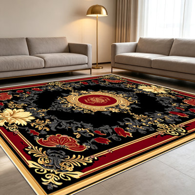 1PC Traditional Floral Area Rugs for Living Room, Soft and Comfortable, Suitable for all seasons, easy - to - maintain, machine washable Indoor floor mat, Under Table Farmhouse suitable for Bedroom, Dining Room, Hallway, Study, Patio, Home Decor