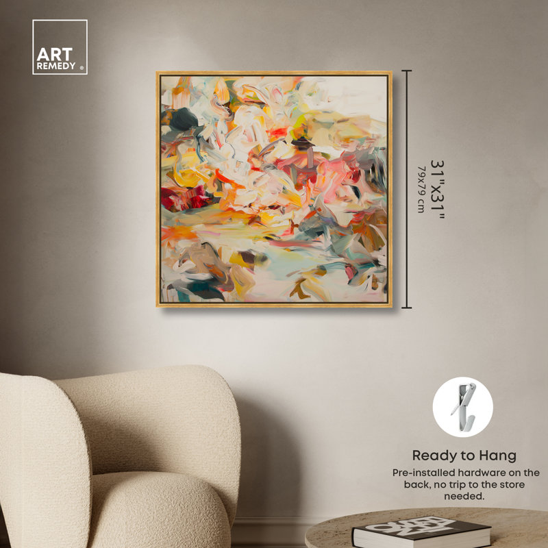 «Verdant Rush III», reproduction d'art sur toile encadrée par Art Remedy, cadre doré, 30 x 30, H 31 po x l 31 po