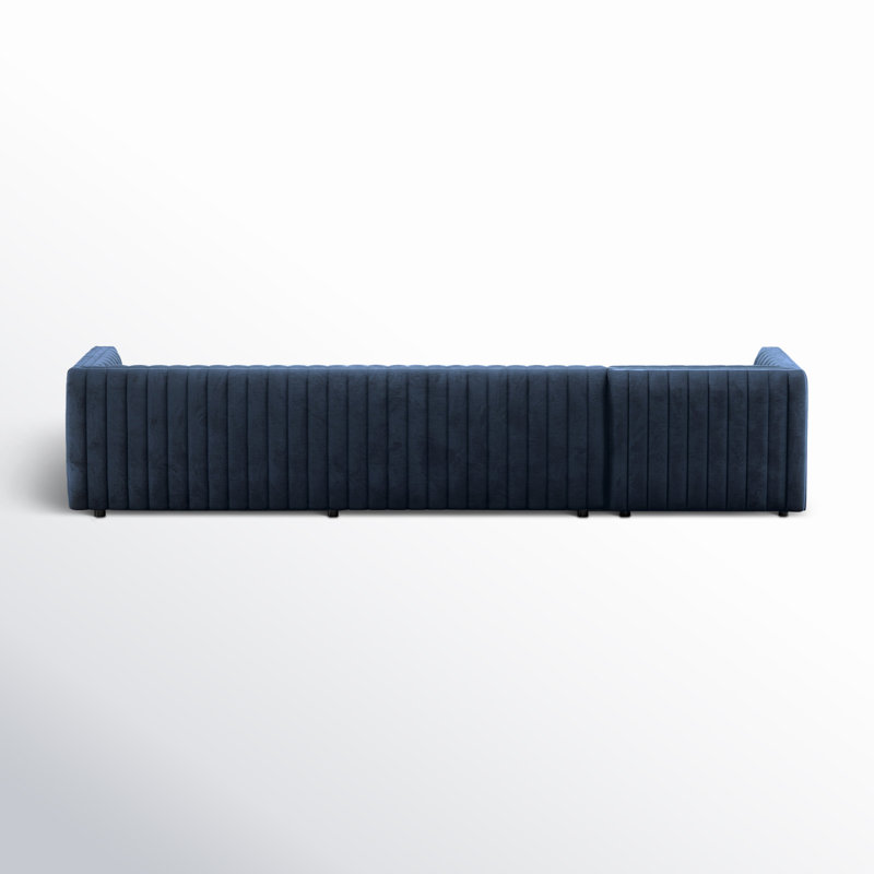 Augustine Chaise Sectional, 26" H X 126" W X 64" D, Left Hand Facing, Orly Natural Velvet