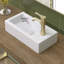 Petit lavabo de salle de bain, mini vasque rectangulaire à montage mural de 15 po x 7 po pour vestiaire de salle d'eau, conception flottante peu encombrante, lavabo en céramique blanche facile à nettoyer (à droite)