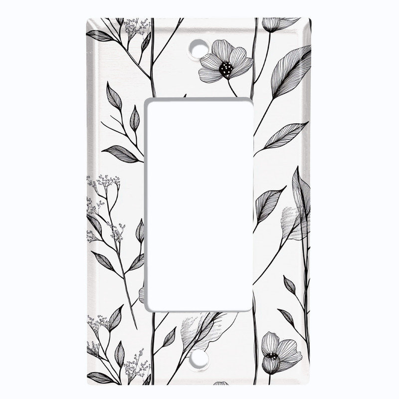 Couvercle de plaque d'interrupteur en métal; Bascule GFI 1 taille US standard - Croquis floral élégant