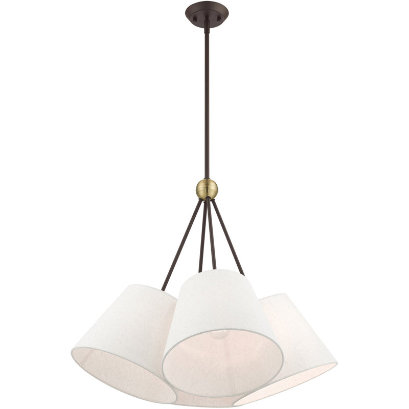 Cassandre 4 - Light Cluster Pendant, Bronze/Antique Brass Accents, Oatmeal