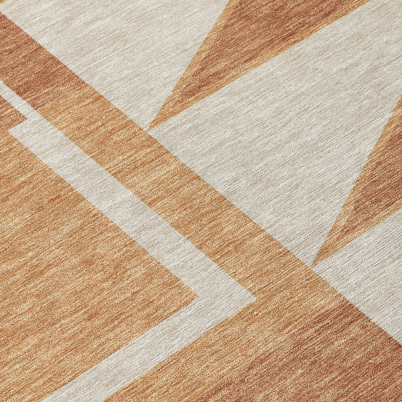 Tapis géométrique intérieur / extérieur lavable à la machine Chantille ACN2607, Paprika