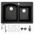 Karran Quartz 33'' X 22'' 60/40 Double Bowl Drop-in Kitchen Sink With KKF210 Faucet in Stainless Steel