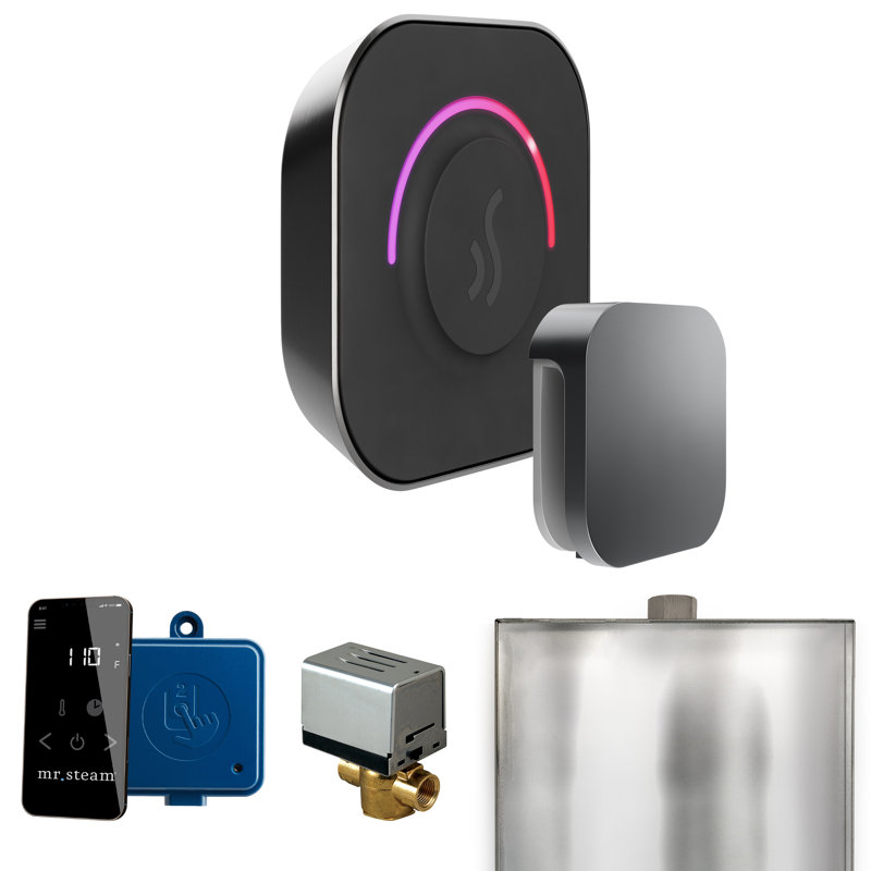 Ensemble de commande de douche à vapeur ButlerTouch avec contrôle TempoTouch et tête de vapeur i, Acier satiné