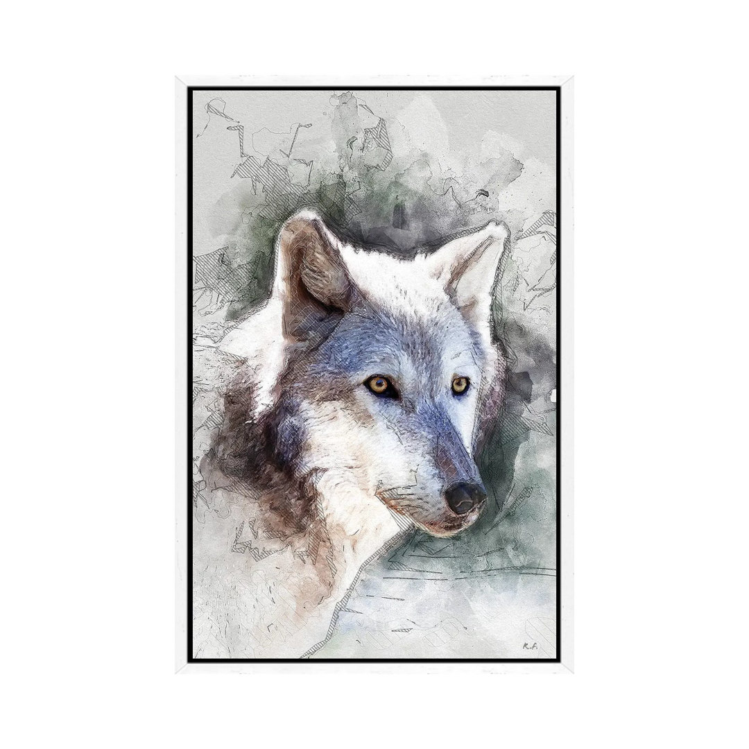 Grauer Wolf von Rob Francis - Galerie-verpackte Leinwand Giclée auf Leinwand