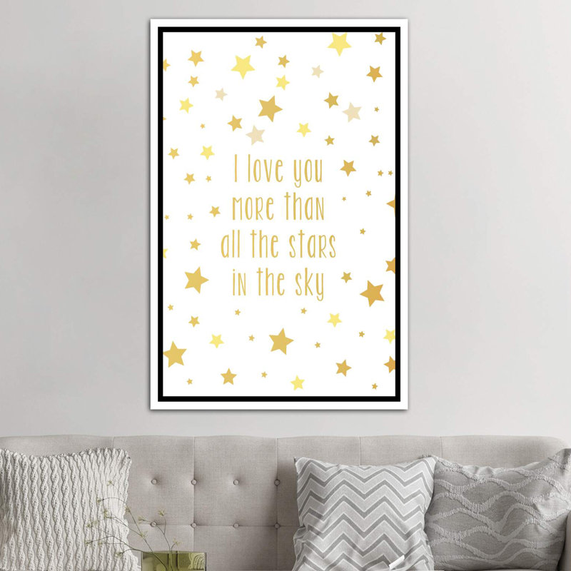 Love You More Art, H 48 po x l 32 po x P 1,5 po, Toile blanche encadrée
