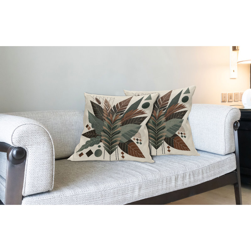 Ensemble de 2 housses de coussin Ambesonne Monstera vert sauge vert fauve, Carré, H 24 po x l 24 po