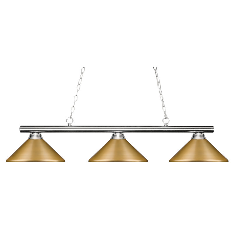 Luminaire suspendu linéaire à 3 lumières pour table de billard Chaparro, Chrome