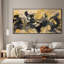Abstrait jaune et noir coup de pinceau salon grand art mural encadré (assemblage de cadre requis)-107133671