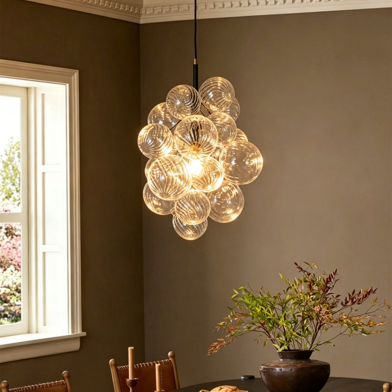 Luminaire suspendu sphère en verre 1 lumière, Clear