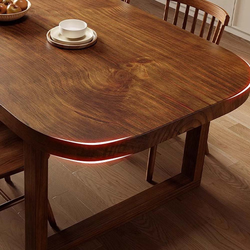 Brown solid wood rectangular dining table