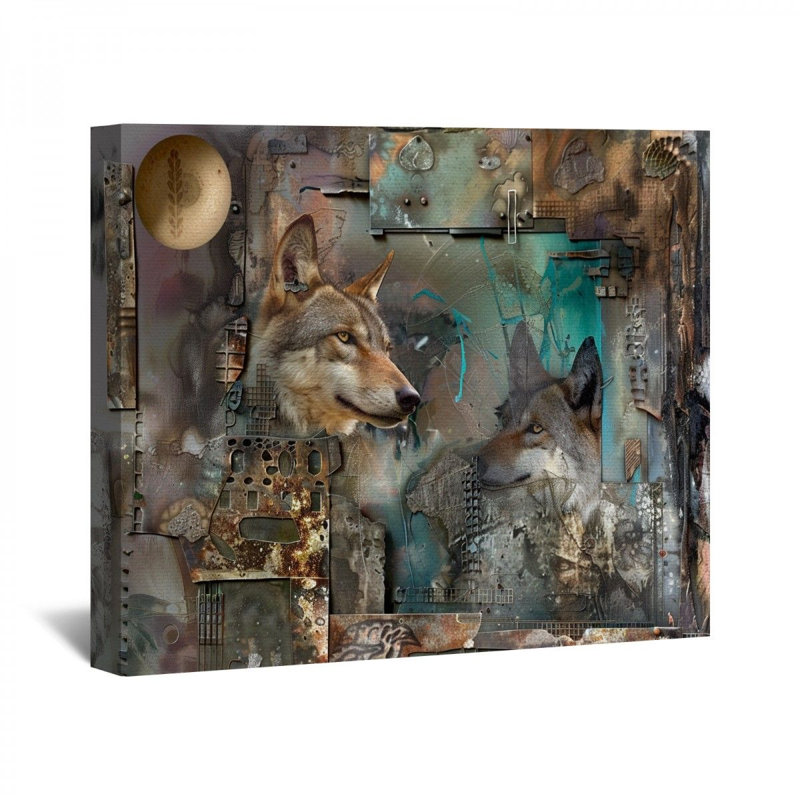 "Loup" sur toile, H 12 po x l 18 po x P 3 po