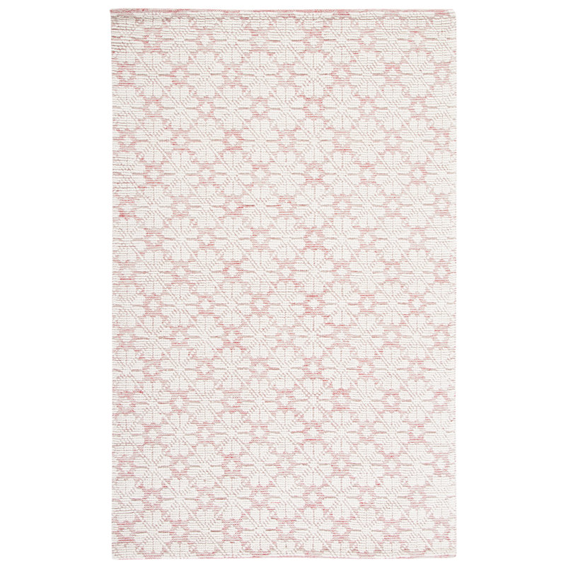 Sharene Floral Handwoven Wool Ivory/Red Area Rug, Rectangle 9' x 12'