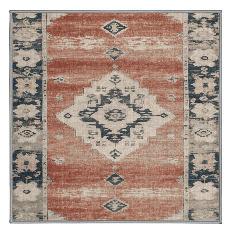 Tapis gris lavable à la machine, Carré 3 pi
