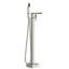 Robinet de baignoire avec douchette pivotante à 360 ° et douche à main, laiton robuste, robinet de finition amovible en nickel brossé