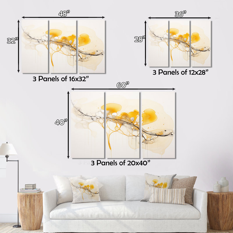 " Undefined Continuation Liquid Retro WavesI " 3 - Pieces, 28" H x 36" W x 1" D