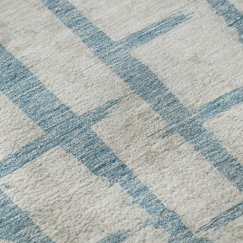 Premium Machine Washable Prisco Sky Rug, Rectangle 1'8" x 2'6"