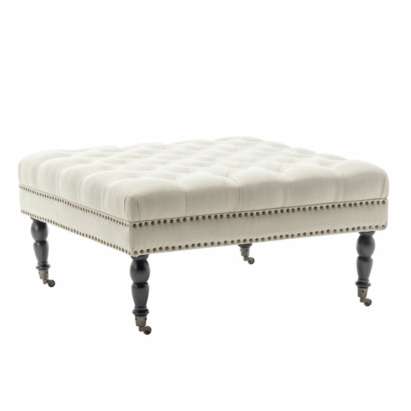 Repose-pieds de cocktail Inwood, Mélange de polyester beige
