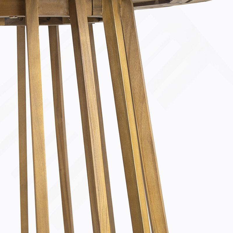 Ensemble repas d'extérieur 3 pièces en bois d'acacia avec coussins, teck