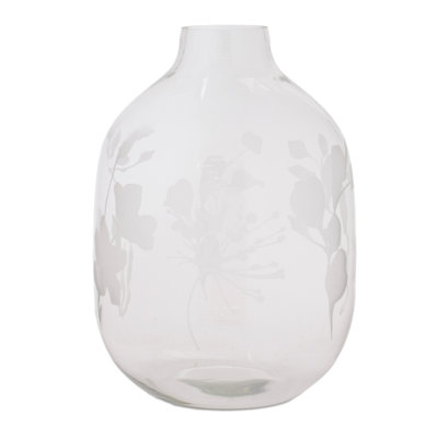 Frosted Floral Glass Vase (Set of 2)