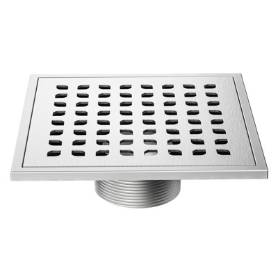 6 In. X 6 In. Stainless Steel Square Shower Drain With PVC Bonding Flange