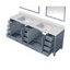 Meuble-lavabo double gris foncé 84 po X P 22 po P, plateau en quartz blanc et Miroirs