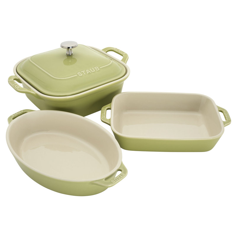 Staub Light Green Ceramic 4-Piece Baking Dish Set