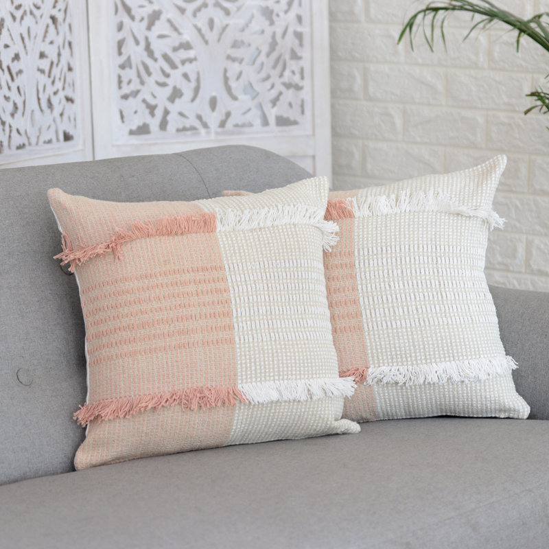 Housse de coussin d'intérieur, Pêche / blanc