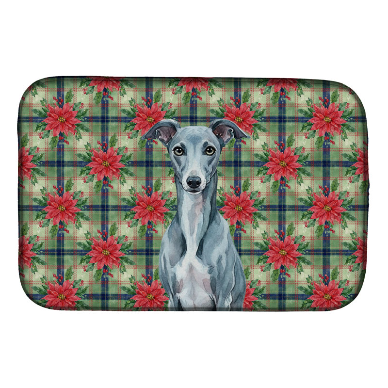 Tapis de vaisselle Blue Whippet Christmas PoinsettIas