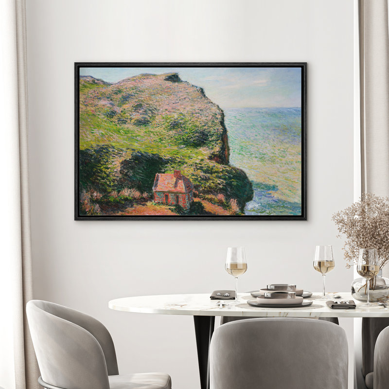 «Cliff Cabin By The Ocean», illustrations nautiques de campagne française rustique, Noir, H 16 po x l 24 po