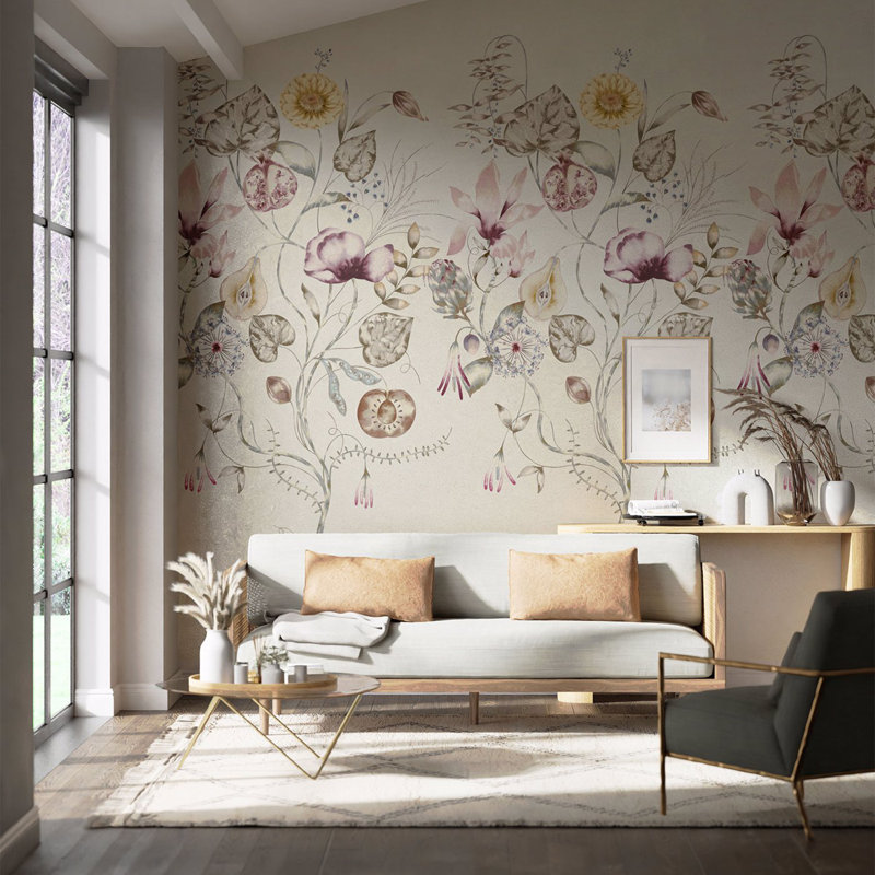 Quintessence 3m x 140cm Wallpaper Roll, Ochre / Olive / Heather
