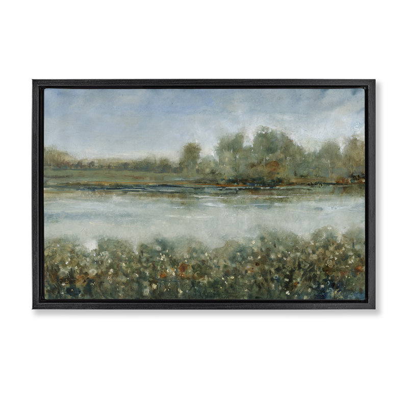 Toile flottante encadrée «River» par Tim Otoole, Cadre flottant noir de jais, H 17 po x l 25 po