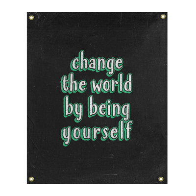 Tableau noir de polyester change the world quote tapisserie