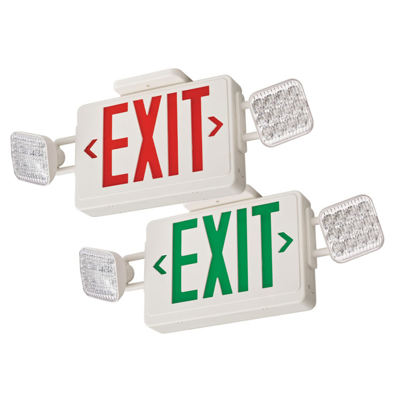 White LED Emergency Exit Sign with Dual Lights