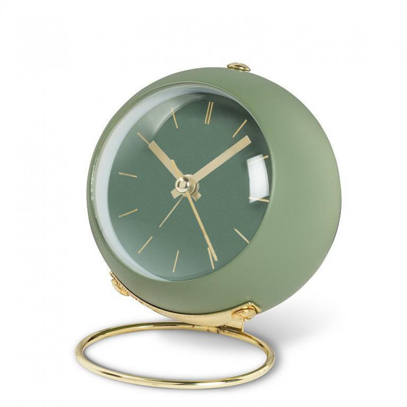 Réveille-matin boule avec boucle, Vert/doré