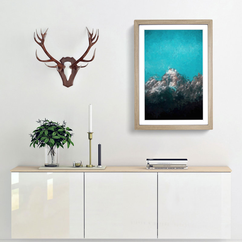 Mountain Peak in Wyoming in Abstract - Picture Frame Painting Print, Oak Framed, 48cm H x 36cm W x 2cm D
