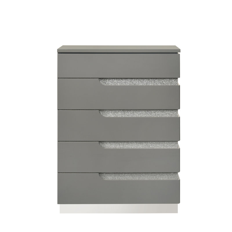 Arielah Marchan 6-Piece Wood Bedroom Set (Bed/Dresser/Mirror/Chest/2 Nightstands), Gray, California King