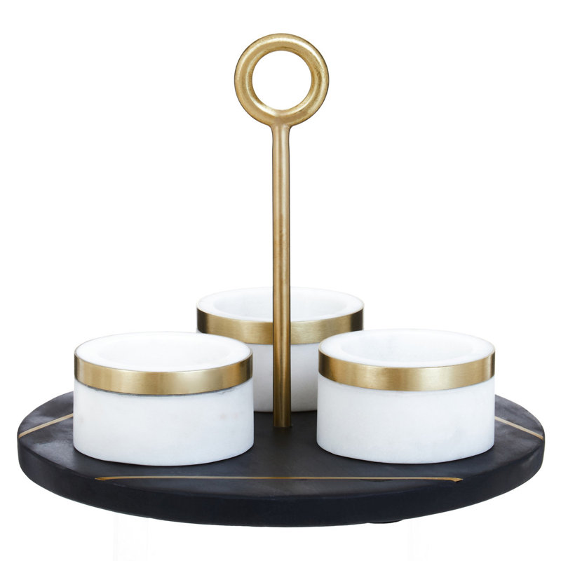 Shelese Ceramic Condiment Set, Black