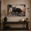 Art sur toile, "Chat noir sur pile de livres occultes et citrouilles"-2089178734