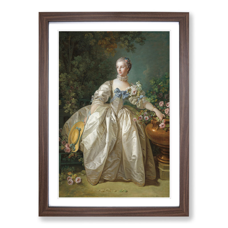 Madame Bergeret by Francois Boucher - Picture Frame Painting, Walnut Framed, 36cm H x 27cm W x 2cm D