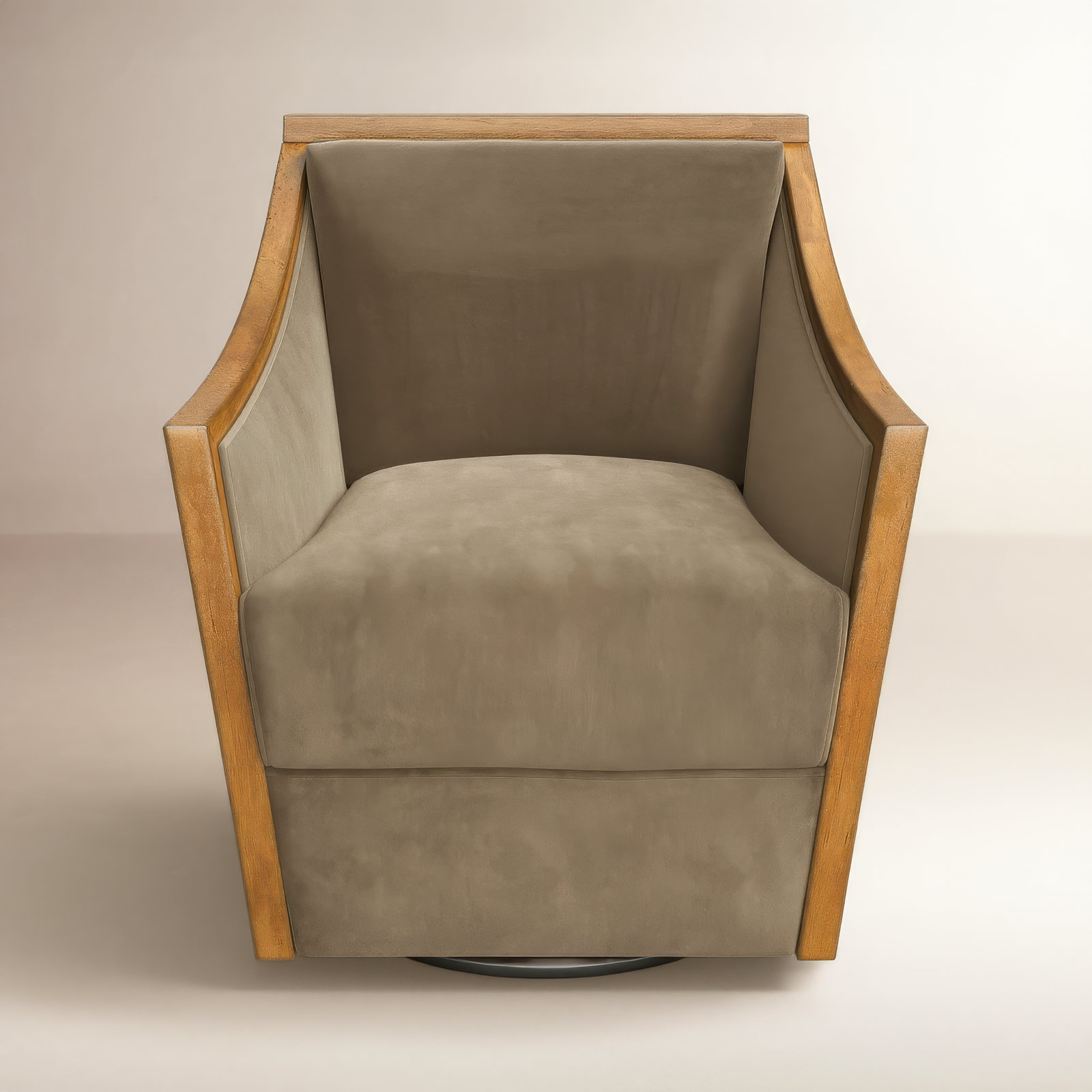 Mortola Swivel Armchair, Taupe Linen Blend