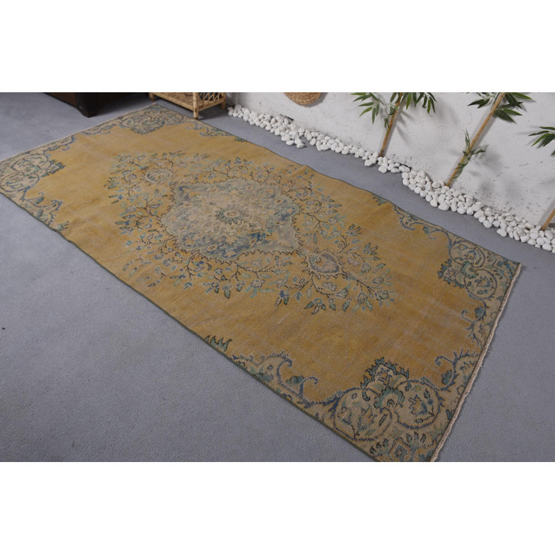 Tapis turcs, tapis de 4,4 pi x 8,5 pi, tapis orange luxueux, tapis rétro, tapis oriental, tapis bohème