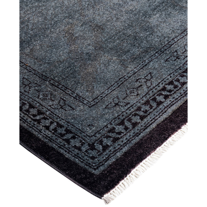Tapis noir en laine 10 pi 5 po x 14 pi 8 po Huckstep