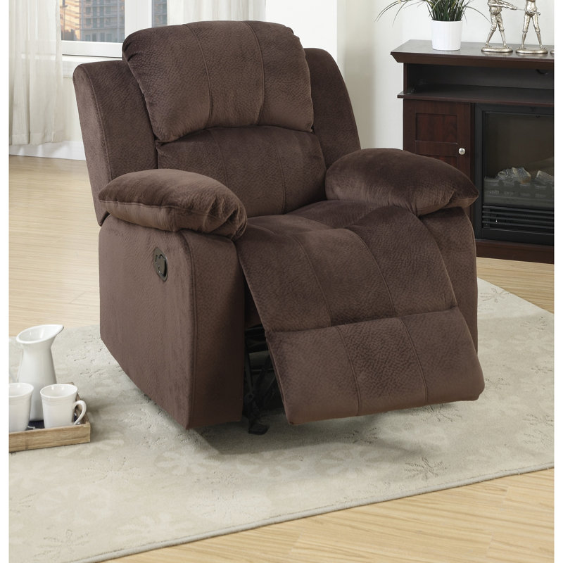 Fauteuil inclinable Living Space - Suède rembourré chocolat avec mécanisme moderne et structure en métal