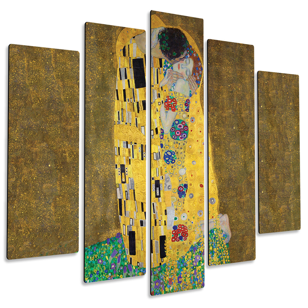 5-tlg. MDF-Bilder-Set The Kiss von Gustav Klimt