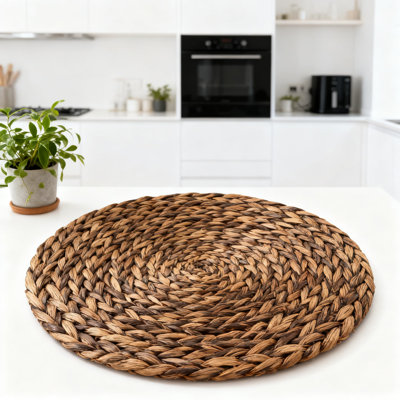 Ensemble de 8 napperons en jacinthe d'eau tissés à la main, résistants à la chaleur et durables, pour la protection et la décoration de la table de salle à manger